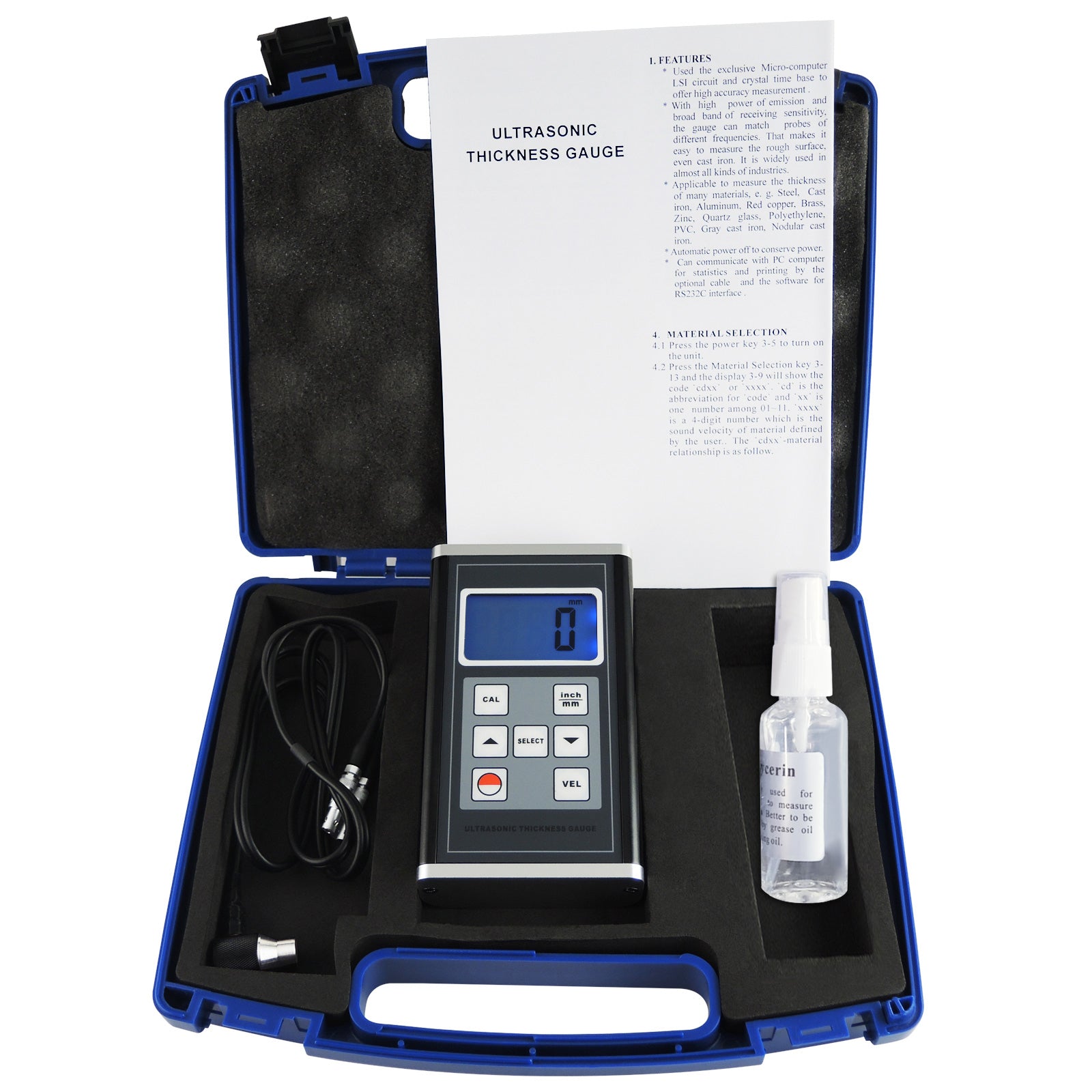 TM-8818 Ultrasonic Thickness Gauge Meter Aluminum Steel Cast Iron Pipes 0.9~400mm Range TM-8818 Ultrasonic Thickness Gauge Meter Aluminum Steel Cast Iron Pipes 0.9~400mm Range