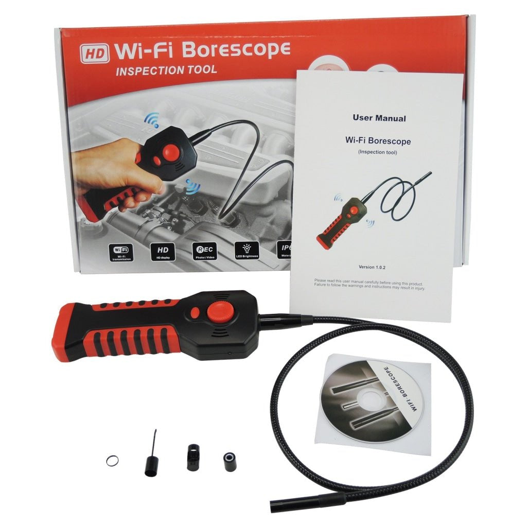 C0599W2 C0599W2 Wireless WIFI Handheld Endoscope Borescope Inspection Camera with 6 LED, iOS/ Android HD 80cm & 8.5mm Cable, 20M Wifi Range - Gain Express C0599W2 C0599W2 Wireless WIFI Handheld Endoscope Borescope Inspection Camera with 6 LED, iOS/ Android HD 80cm & 8.5mm Cable, 20M Wifi Range - Gain Express