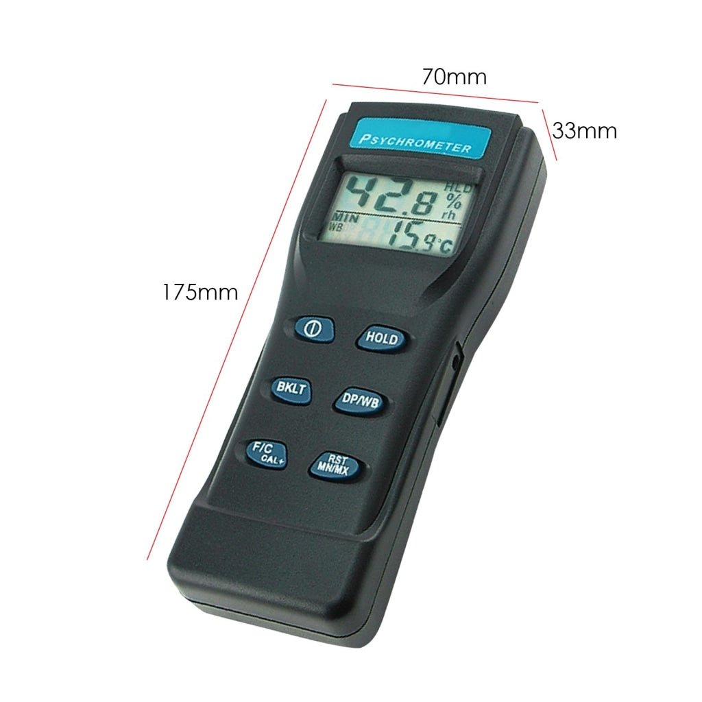 8723 8723 Digital Temperature Humidity RH Meter Gauge Monitor, Professional Thermo - Hygrometer Psychrometer with Dew Point / Wet Bulb Temperature, Hard Case, Replaceable Probe - Gain Express 8723 8723 Digital Temperature Humidity RH Meter Gauge Monitor, Professional Thermo - Hygrometer Psychrometer with Dew Point / Wet Bulb Temperature, Hard Case, Replaceable Probe - Gain Express