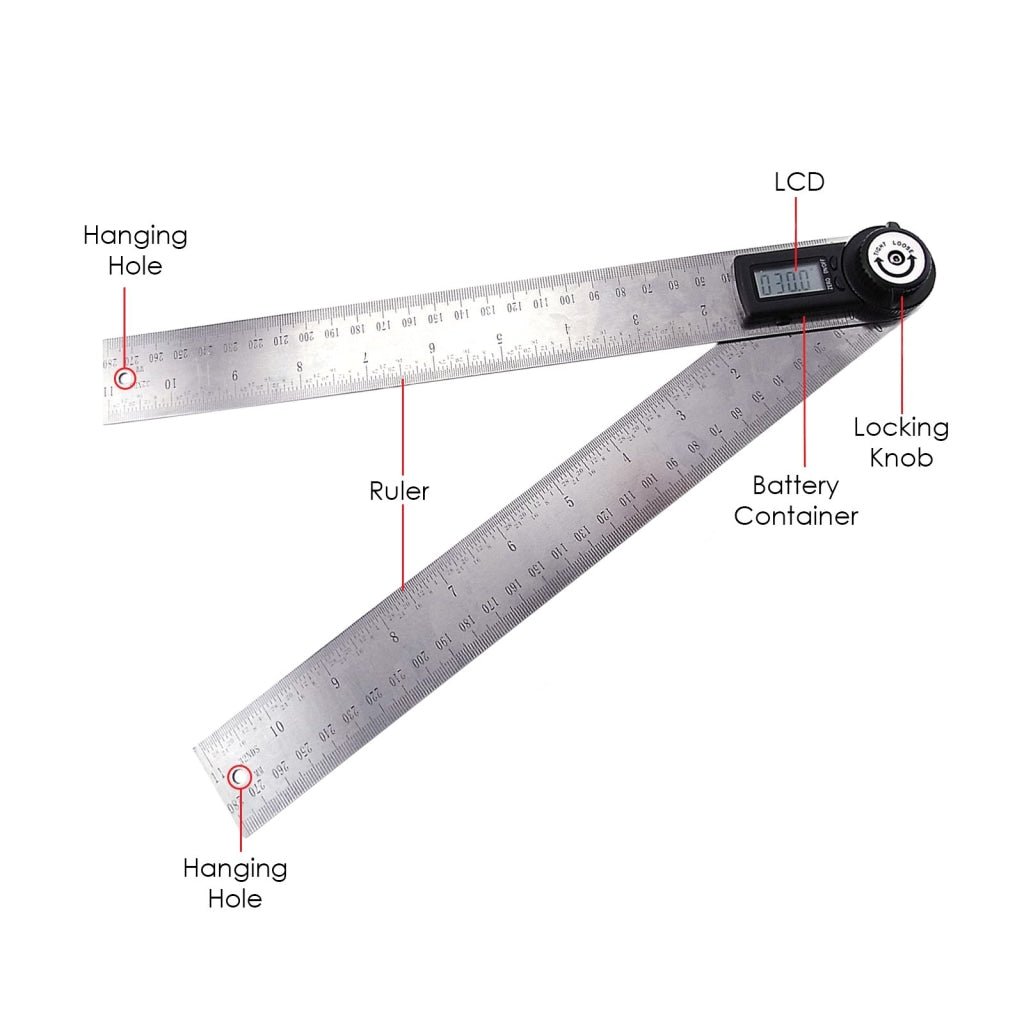 AG - 300D AG - 300D Digital 2 - in - 1 Angle Finder Meter Protractor Ruler 360° 600mm CE marking Digital LCD Display - Gain Express AG - 300D AG - 300D Digital 2 - in - 1 Angle Finder Meter Protractor Ruler 360° 600mm CE marking Digital LCD Display - Gain Express