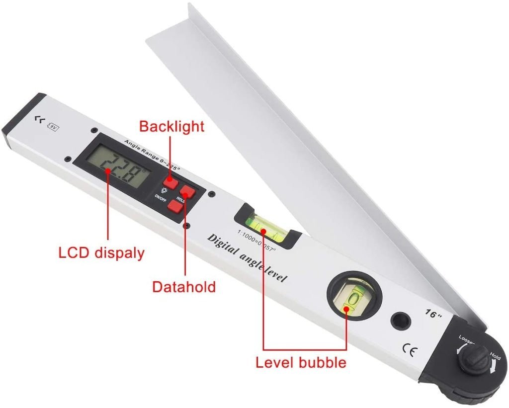 AGF - 326 Digital Angle Finder Protractor Meter 0 - 225° with Horizontal & Vertical Bubble Level, Backlit Display - Gain Express AGF - 326 Digital Angle Finder Protractor Meter 0 - 225° with Horizontal & Vertical Bubble Level, Backlit Display - Gain Express