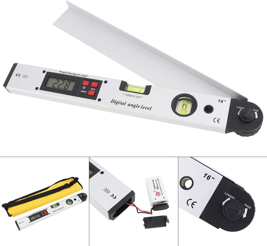 AGF - 326 Digital Angle Finder Protractor Meter 0 - 225° with Horizontal & Vertical Bubble Level, Backlit Display - Gain Express