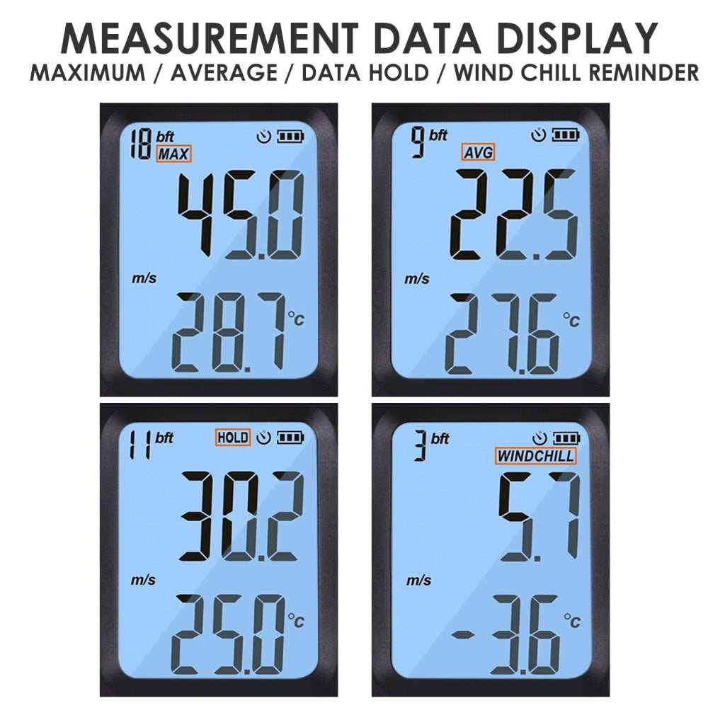 ANE - 271 ANE - 271 Digital Handheld Anemometer Wind Speed Meter Measure Temperature Air Velocity Wind Chill Gauge with Data Recording for Windsurfing Kite flying Sailing Surfing Fishing - Gain Express