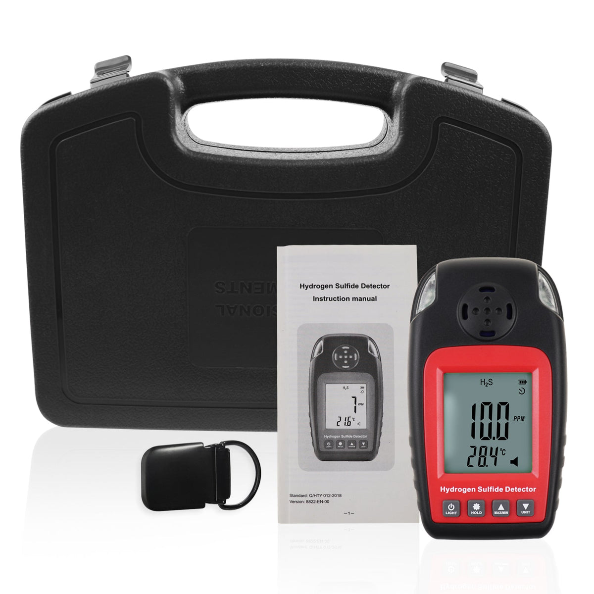 Rilevatore Portatile Idrogeno Solforato H2S - Range 0-100 Ppm, Sensore Elettrochimico, Display LCD Retroilluminato