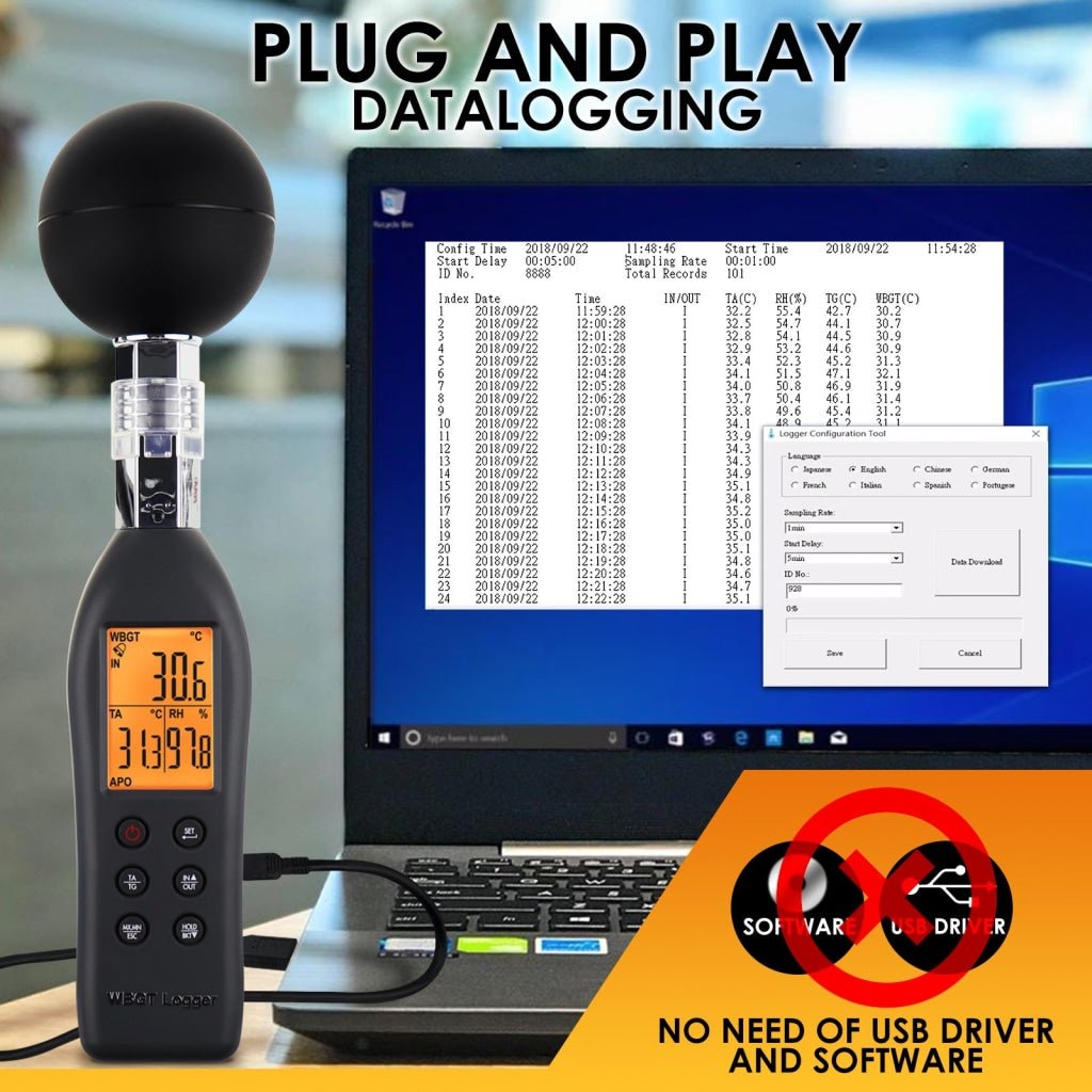 AZ87786 AZ87786 WBGT (Wet Bulb Globe Temperature) Heat Stress Meter Datalogger Air Globe Temperature Humidity Tester with Backlight Indicator Audible Alarm Data Logging Function Handheld or Mount in Tripod - Gain Express AZ87786 AZ87786 WBGT (Wet Bulb Globe Temperature) Heat Stress Meter Datalogger Air Globe Temperature Humidity Tester with Backlight Indicator Audible Alarm Data Logging Function Handheld or Mount in Tripod - Gain Express