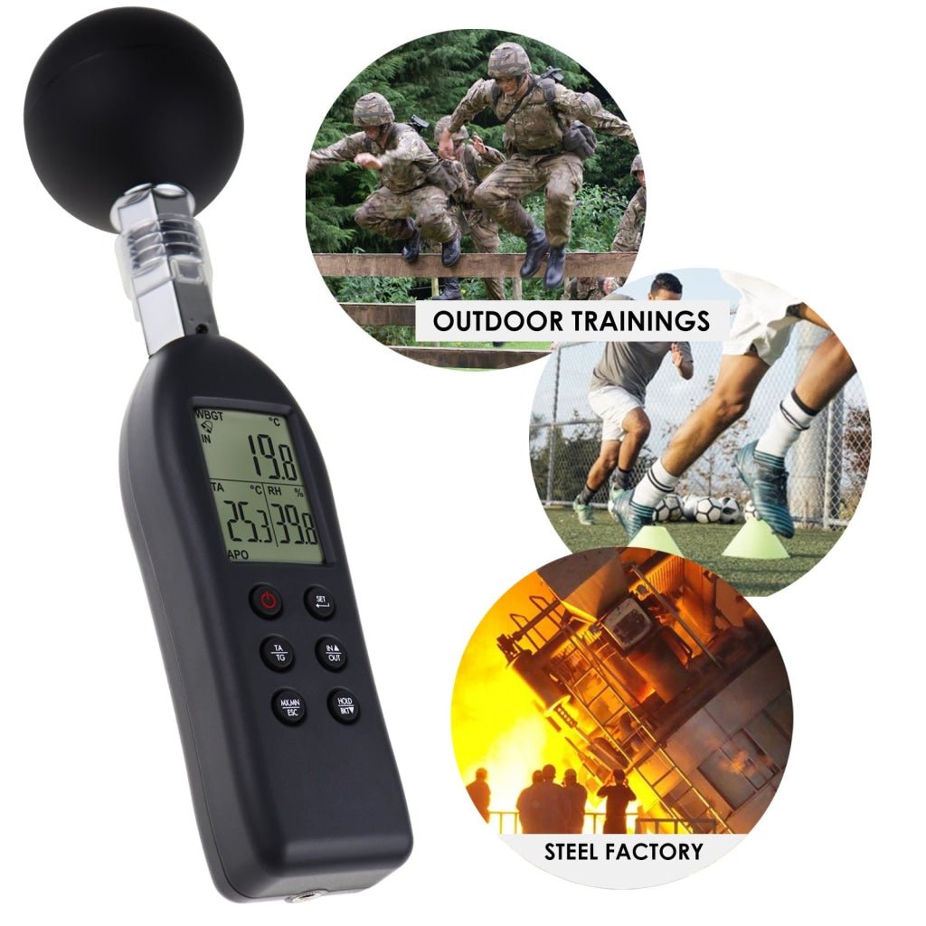 AZ87786 AZ87786 WBGT (Wet Bulb Globe Temperature) Heat Stress Meter Datalogger Air Globe Temperature Humidity Tester with Backlight Indicator Audible Alarm Data Logging Function Handheld or Mount in Tripod - Gain Express AZ87786 AZ87786 WBGT (Wet Bulb Globe Temperature) Heat Stress Meter Datalogger Air Globe Temperature Humidity Tester with Backlight Indicator Audible Alarm Data Logging Function Handheld or Mount in Tripod - Gain Express