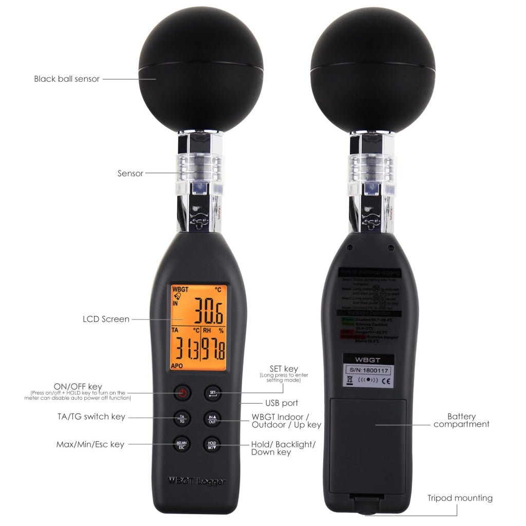 AZ87786 AZ87786 WBGT (Wet Bulb Globe Temperature) Heat Stress Meter Datalogger Air Globe Temperature Humidity Tester with Backlight Indicator Audible Alarm Data Logging Function Handheld or Mount in Tripod - Gain Express AZ87786 AZ87786 WBGT (Wet Bulb Globe Temperature) Heat Stress Meter Datalogger Air Globe Temperature Humidity Tester with Backlight Indicator Audible Alarm Data Logging Function Handheld or Mount in Tripod - Gain Express