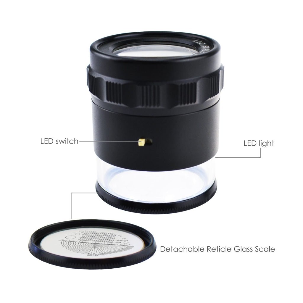 CLMG - 7173_LED CLMG - 7173_LED Magnifier Scale Loupe 10x Magnification 8 LED Light 20mm Scale Chart & 25mm Field of View - Gain Express