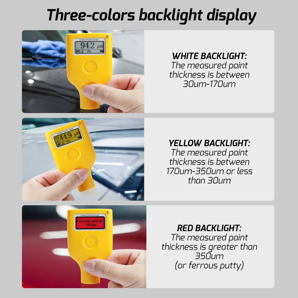 CTM - 407 CTM - 407 Paint Thickness Meter Mil Coating Depth Gauge Tester with Fe/NFe Measuring 0 - 3500 μm for Used Car Buyers, Check The Cars Original Coating - Gain Express CTM - 407 CTM - 407 Paint Thickness Meter Mil Coating Depth Gauge Tester with Fe/NFe Measuring 0 - 3500 μm for Used Car Buyers, Check The Cars Original Coating - Gain Express