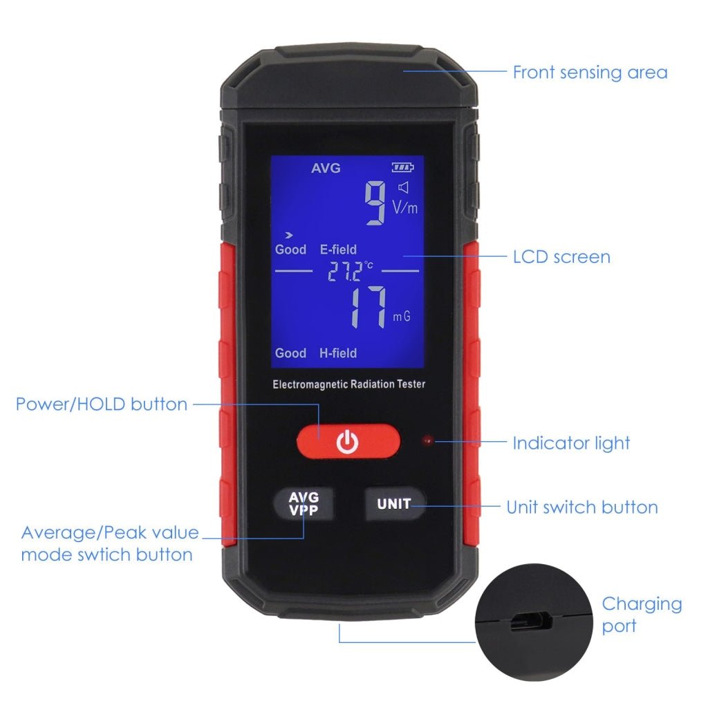 EMF - 347 EMF - 347 Handheld EMF Meter Electromagnetic Radiation Detector 5Hz~3.5GHz Rechargeable EMF Detector Temperature Tester for Ghost Hunting EMF Radiation Detecting - Gain Express EMF - 347 EMF - 347 Handheld EMF Meter Electromagnetic Radiation Detector 5Hz~3.5GHz Rechargeable EMF Detector Temperature Tester for Ghost Hunting EMF Radiation Detecting - Gain Express