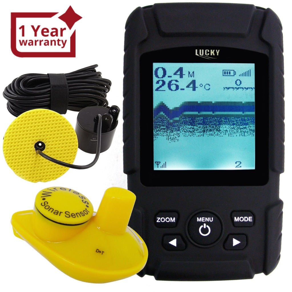 FF-718Li LUCKY Rechargeable Waterproof 2-in-1 Fish Finder Fishfinder Sonar Transducer 328ft / 100m depth and 180m coverage , Wired & Wireless Sensor Amateur, Professional Fishermen , Fishing Enthusiast