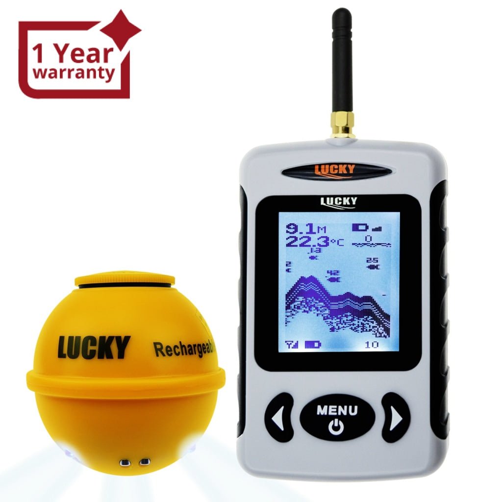 wireless fish finders FFW-718LA Lucky Wireless Fish Finder w/ Attracting Light Lamp Portable Rechargeable Locator 45M Depth 150M Wireless Sonar Sensor Transducer Range for Boats Kayak Ice Night Fishing