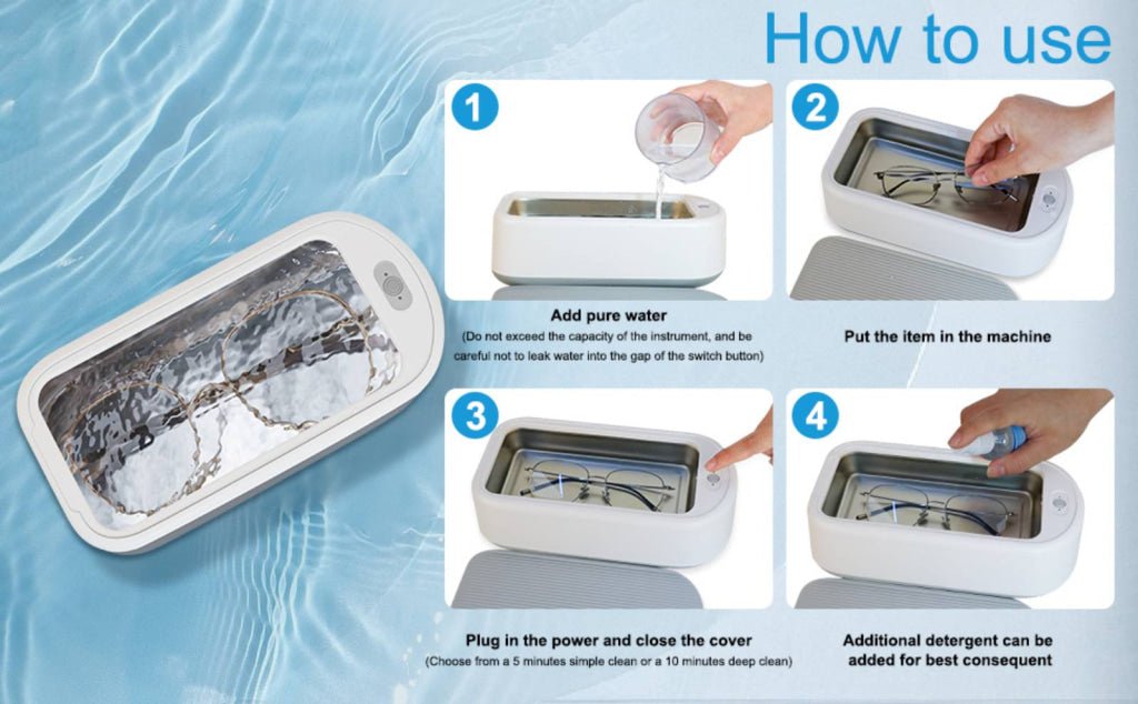 Ultrasonic Jewelry Cleaner Machine 600ml Portable Ultrasonic Denture and Eye Glasses Jewelry Cleaner High Frequency Vibration Non - slip Bottom with 304 Stainless Steel Tank - Gain Express Ultrasonic Jewelry Cleaner Machine 600ml Portable Ultrasonic Denture and Eye Glasses Jewelry Cleaner High Frequency Vibration Non - slip Bottom with 304 Stainless Steel Tank - Gain Express