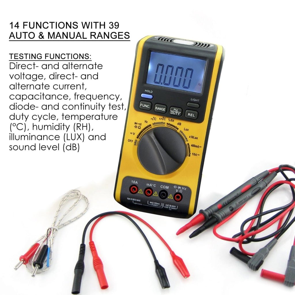 GVA - 19 GVA - 19 5 - in - 1 Multimeter with LUX, dB, °C, RH, AC, DC - Gain Express GVA - 19 GVA - 19 5 - in - 1 Multimeter with LUX, dB, °C, RH, AC, DC - Gain Express