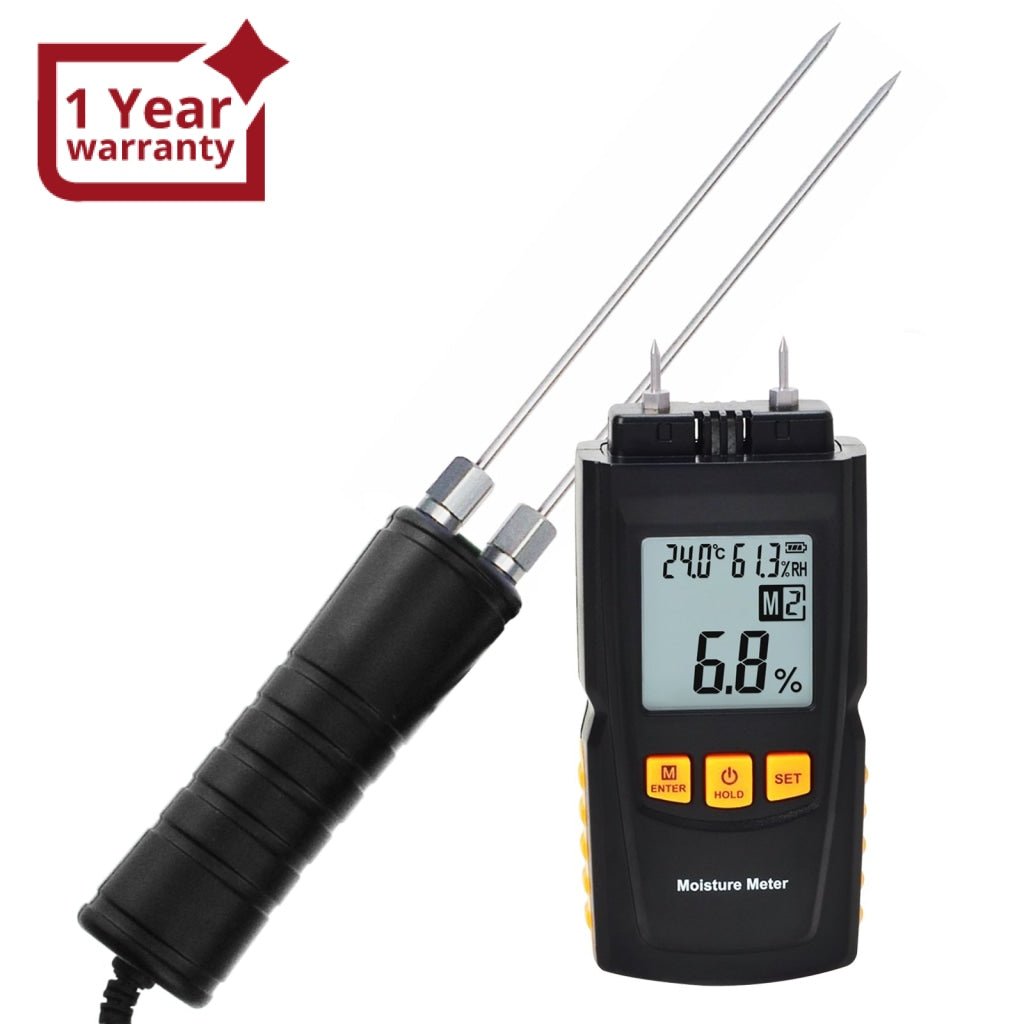 HTM - 41 HTM - 41 Digital Wood Moisture Meter 2~70% Humidity 20~90% RH Temperature - 10~60°C (14~140°F) Tester, Timber, Damp Detector Portable, Measure Water Percentage in Sheetrock, Bamboo, Paper, Soft Wood - Gain Express HTM - 41 HTM - 41 Digital Wood Moisture Meter 2~70% Humidity 20~90% RH Temperature - 10~60°C (14~140°F) Tester, Timber, Damp Detector Portable, Measure Water Percentage in Sheetrock, Bamboo, Paper, Soft Wood - Gain Express