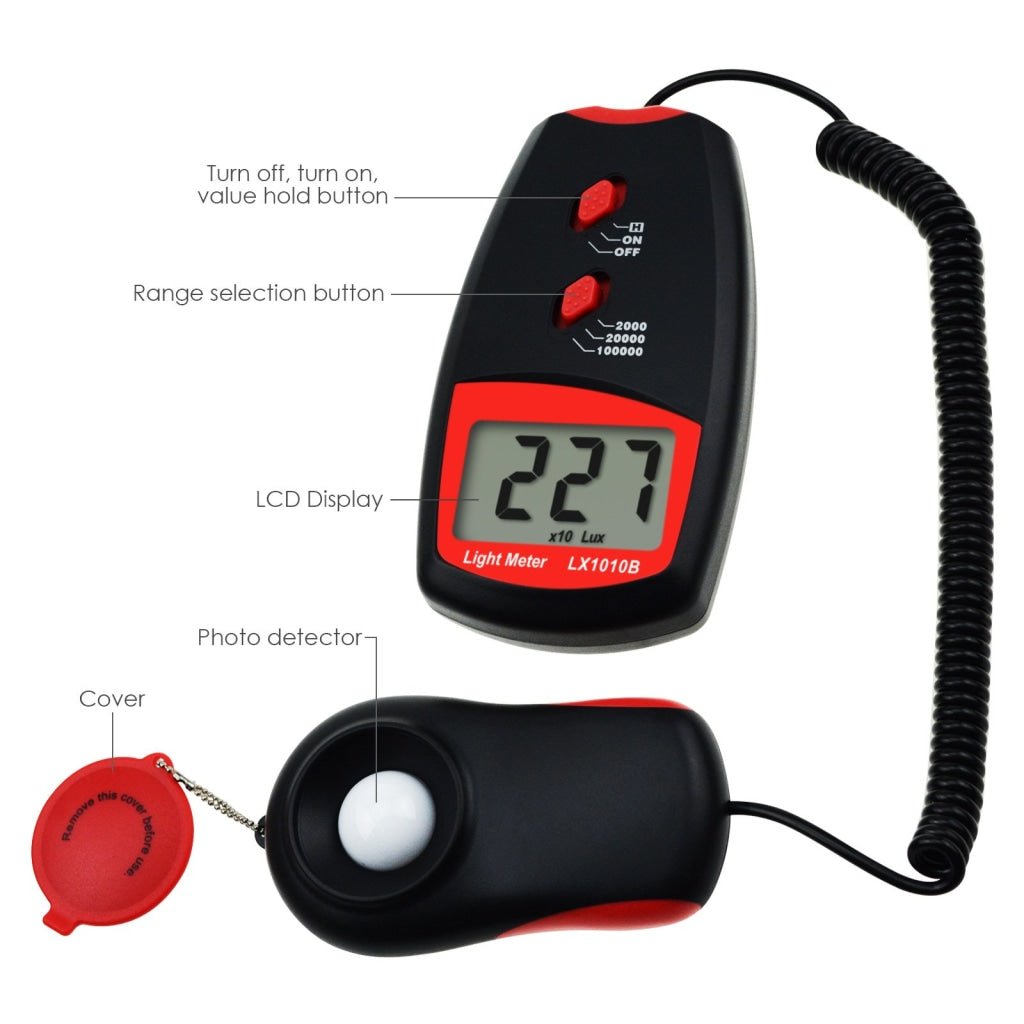 LX - 1010BN LX - 1010BN Digital Light Meter Luxmeter 0~100,000 Lux w/ Selectable Range x1 x10 x100, Handheld Illuminance Tester Sensor Illuminometer Lighting Level Measurement, for Indoor Room Greenhouse Plants Home - Gain Express LX - 1010BN LX - 1010BN Digital Light Meter Luxmeter 0~100,000 Lux w/ Selectable Range x1 x10 x100, Handheld Illuminance Tester Sensor Illuminometer Lighting Level Measurement, for Indoor Room Greenhouse Plants Home - Gain Express