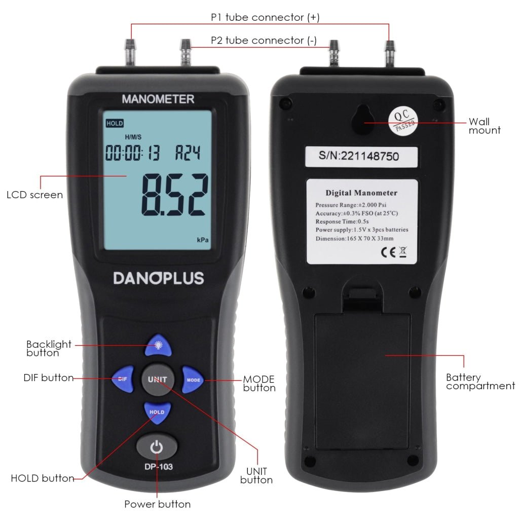 MAN - 334 MAN - 334 Digital Manometer Portable Air Vacuum / Gas Pressure Gauge Meter 12 Measurement Units with Backlight and Data storage Function Sing Pipe or Differential Pressure of 1 - 2 Pipes Detection - Gain Express MAN - 334 MAN - 334 Digital Manometer Portable Air Vacuum / Gas Pressure Gauge Meter 12 Measurement Units with Backlight and Data storage Function Sing Pipe or Differential Pressure of 1 - 2 Pipes Detection - Gain Express