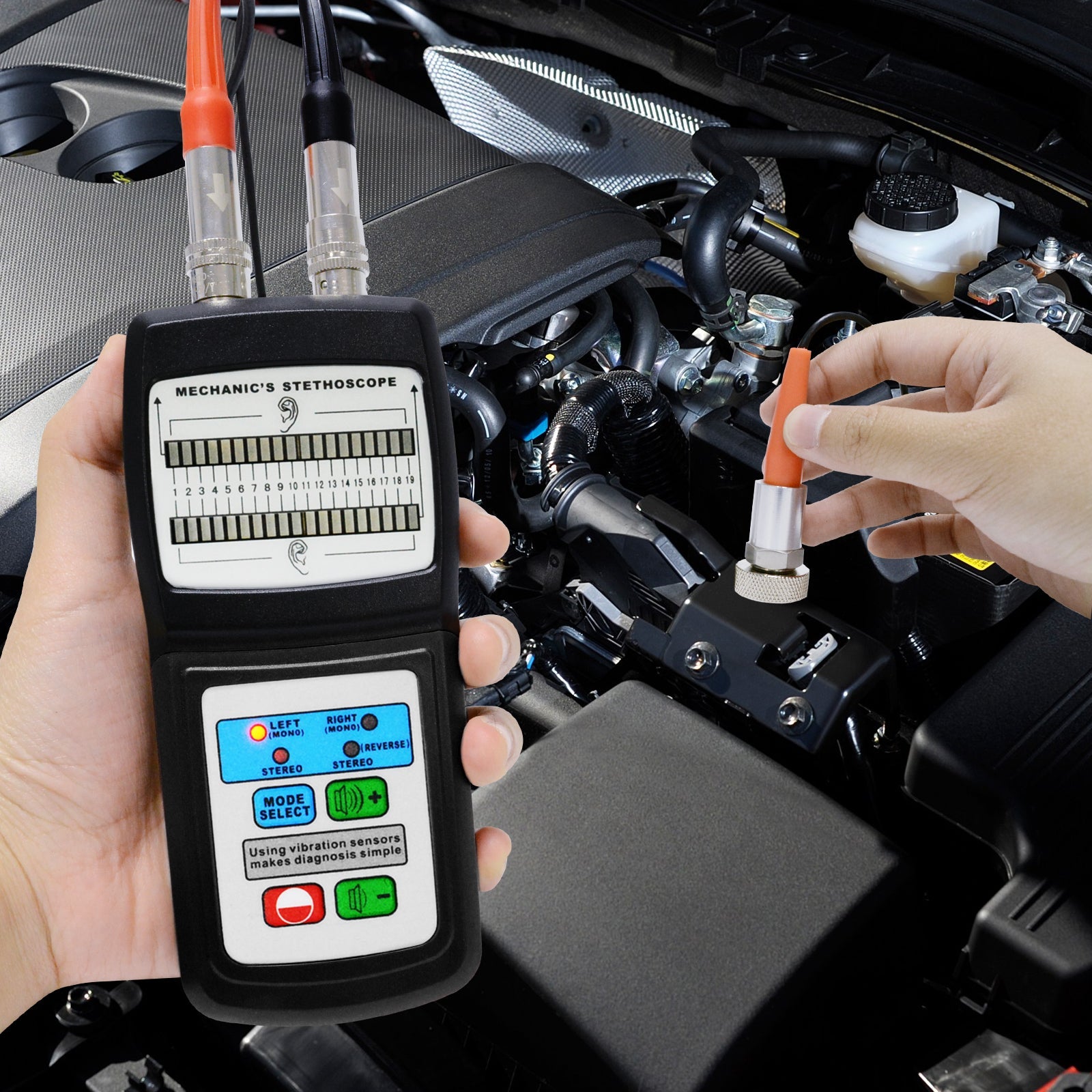 MS - 120 MS - 120 Landtek Digital Mechanic's Engine Stethoscope with Headphone & 2 Separate Sensor Probe, Machine Faults Detector 10~10K Hz, Diagnostic Tool for Sound Noise Detection Automotive Automobile Car Set Kit - Gain Express MS - 120 MS - 120 Landtek Digital Mechanic's Engine Stethoscope with Headphone & 2 Separate Sensor Probe, Machine Faults Detector 10~10K Hz, Diagnostic Tool for Sound Noise Detection Automotive Automobile Car Set Kit - Gain Express