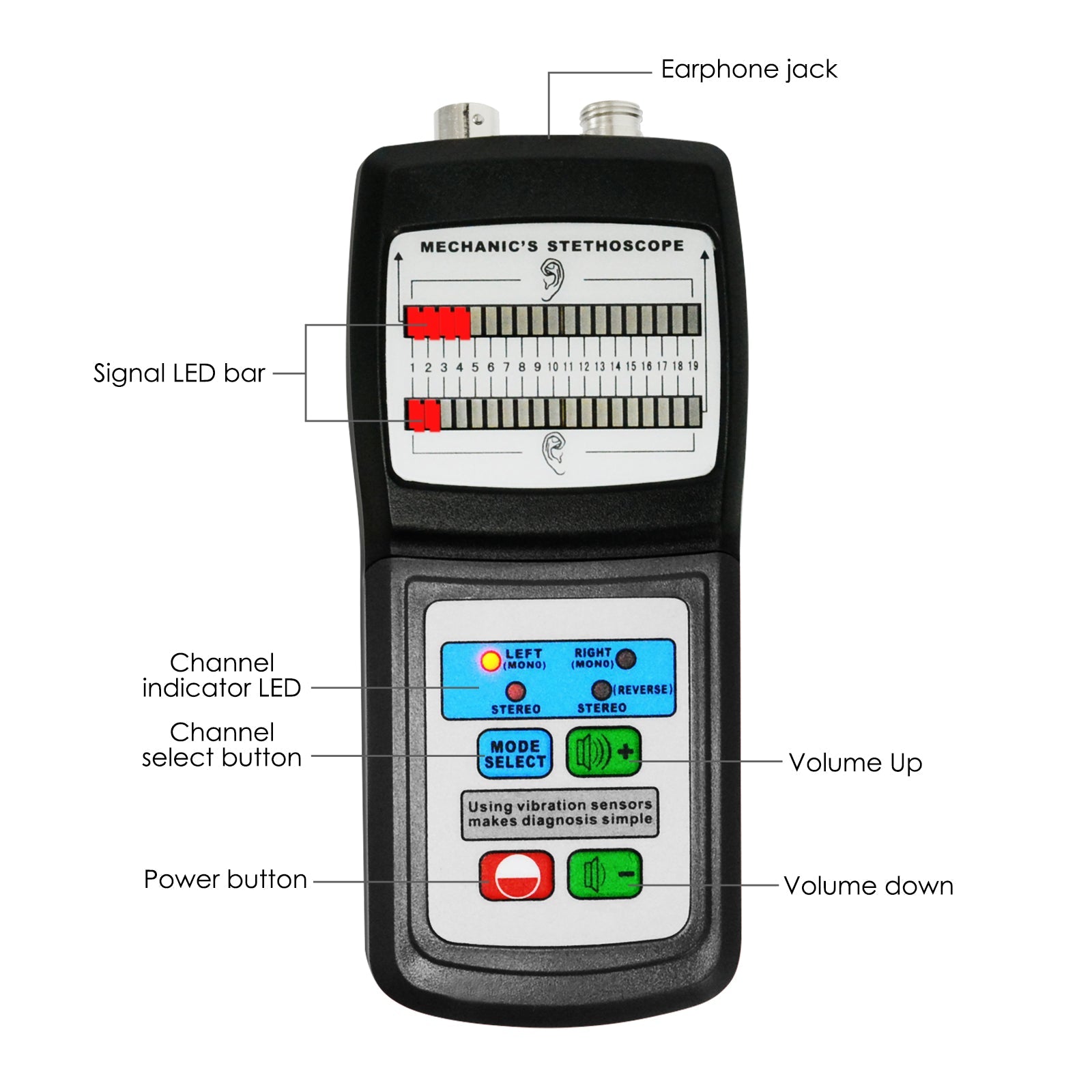 MS - 120 MS - 120 Landtek Digital Mechanic's Engine Stethoscope with Headphone & 2 Separate Sensor Probe, Machine Faults Detector 10~10K Hz, Diagnostic Tool for Sound Noise Detection Automotive Automobile Car Set Kit - Gain Express MS - 120 MS - 120 Landtek Digital Mechanic's Engine Stethoscope with Headphone & 2 Separate Sensor Probe, Machine Faults Detector 10~10K Hz, Diagnostic Tool for Sound Noise Detection Automotive Automobile Car Set Kit - Gain Express