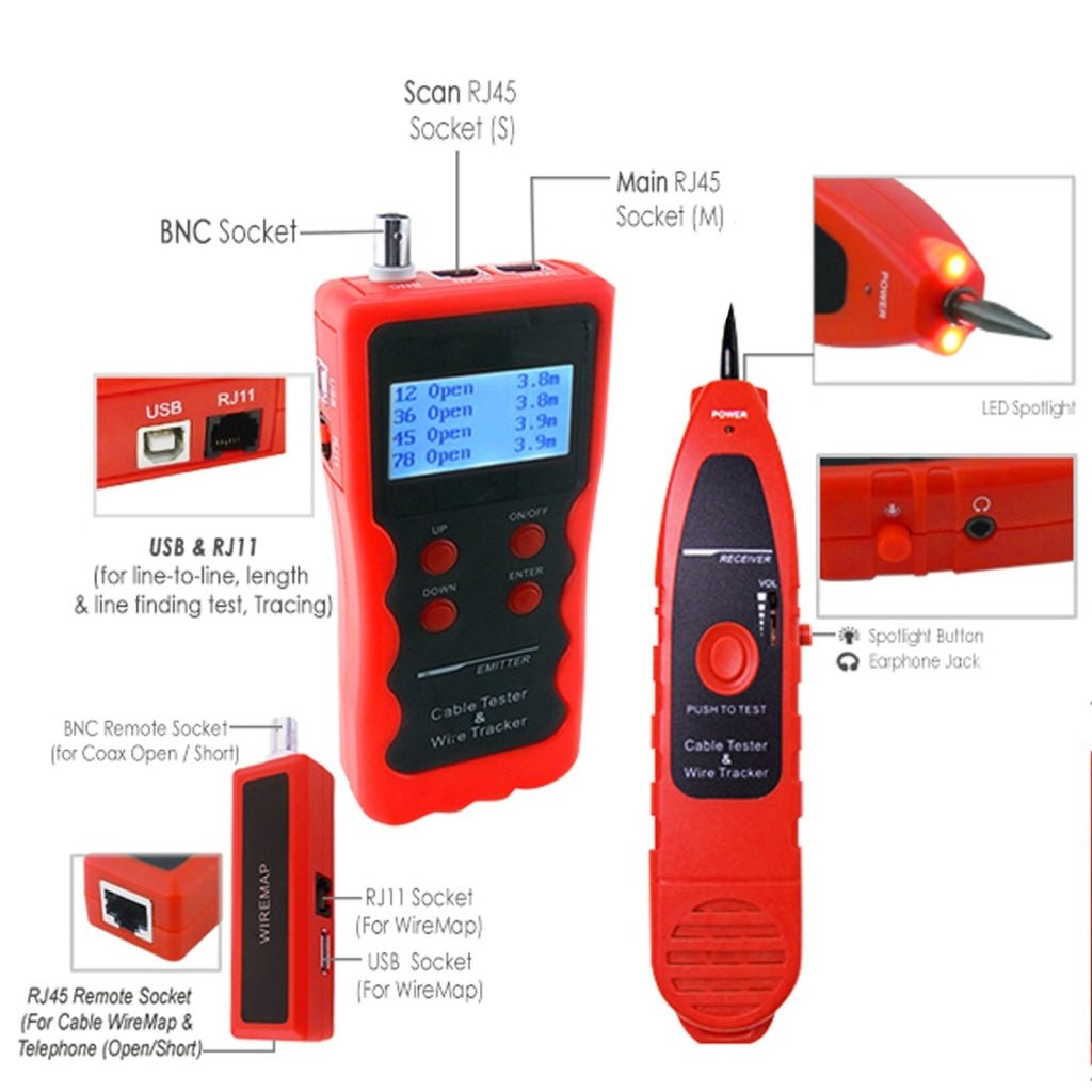 N03NF - 868 N03NF - 868 Cable Tracker Phone Line Tester BNC Network Finder USB RJ11 RJ45 - Gain Express N03NF - 868 N03NF - 868 Cable Tracker Phone Line Tester BNC Network Finder USB RJ11 RJ45 - Gain Express