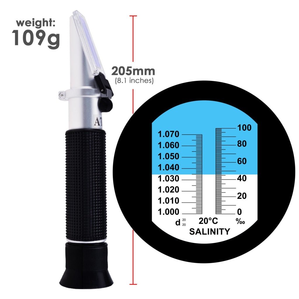 RES - 10ATC RES - 10ATC Dual Scale Salinity Refractometer ATC 0 - 100ppt (0 - 10%) & 1.000 - 1.070 Specific Gravity, Portable Meter Tester for Seawater Salt Sea Water Aquarium Brackish Reef Tank Marine - Gain Express RES - 10ATC RES - 10ATC Dual Scale Salinity Refractometer ATC 0 - 100ppt (0 - 10%) & 1.000 - 1.070 Specific Gravity, Portable Meter Tester for Seawater Salt Sea Water Aquarium Brackish Reef Tank Marine - Gain Express