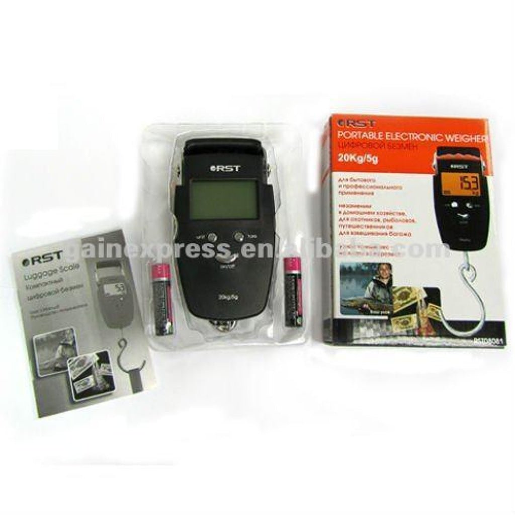 RST - 08081 Digital Weight Luggage Fishing Hanging Scale 20kg lb oz - Gain Express RST - 08081 Digital Weight Luggage Fishing Hanging Scale 20kg lb oz - Gain Express