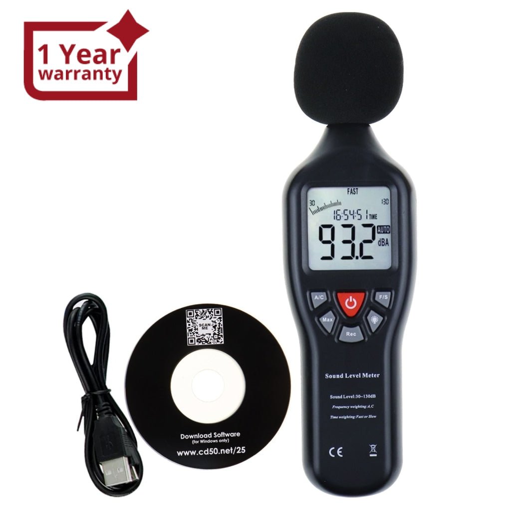 SLM - 25 Sound Level Meter with Backlit Display High Accuracy Measuring 30dB~130dB with Data Logging Function Instrument Compact Professional - Gain Express SLM - 25 Sound Level Meter with Backlit Display High Accuracy Measuring 30dB~130dB with Data Logging Function Instrument Compact Professional - Gain Express
