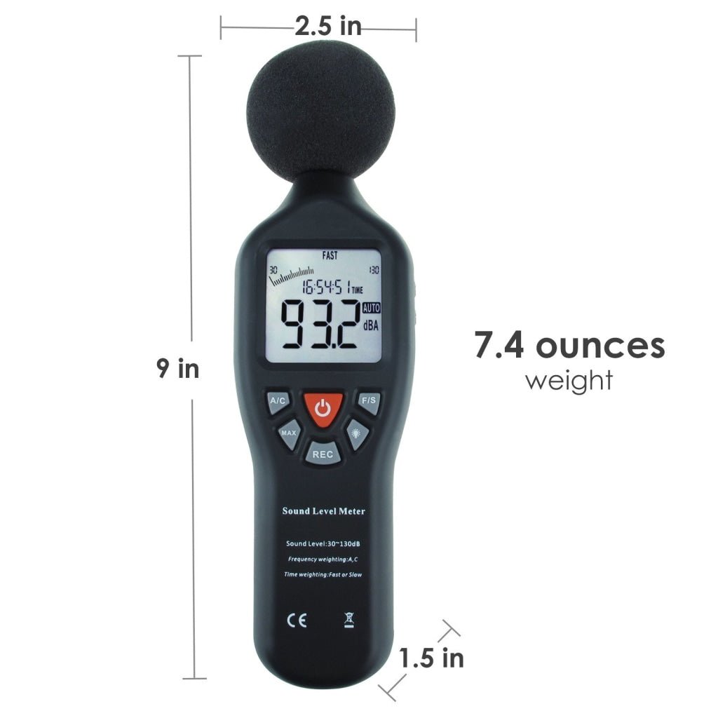 SLM - 25 Sound Level Meter with Backlit Display High Accuracy Measuring 30dB~130dB with Data Logging Function Instrument Compact Professional - Gain Express SLM - 25 Sound Level Meter with Backlit Display High Accuracy Measuring 30dB~130dB with Data Logging Function Instrument Compact Professional - Gain Express