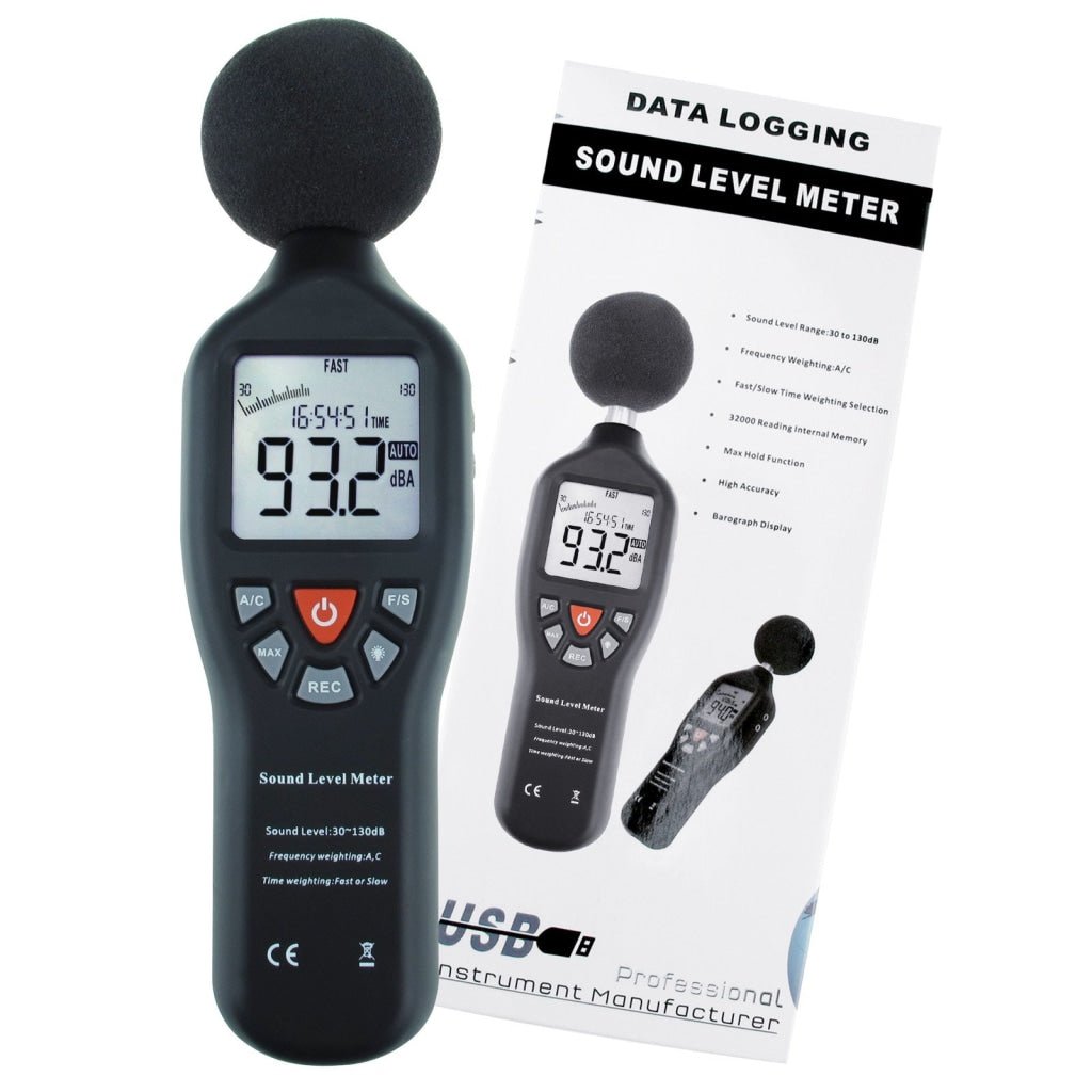 SLM - 25 Sound Level Meter with Backlit Display High Accuracy Measuring 30dB~130dB with Data Logging Function Instrument Compact Professional - Gain Express SLM - 25 Sound Level Meter with Backlit Display High Accuracy Measuring 30dB~130dB with Data Logging Function Instrument Compact Professional - Gain Express