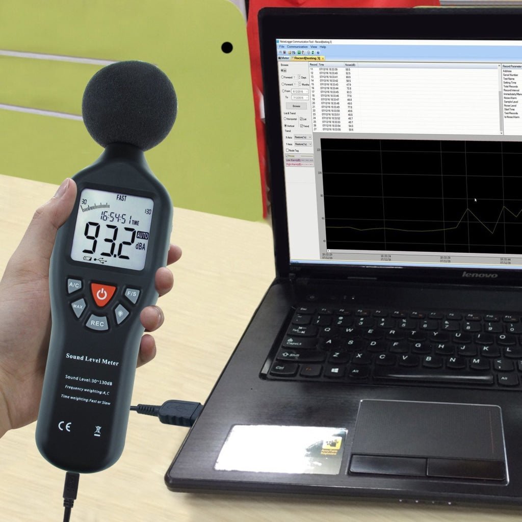 SLM - 25 Sound Level Meter with Backlit Display High Accuracy Measuring 30dB~130dB with Data Logging Function Instrument Compact Professional - Gain Express SLM - 25 Sound Level Meter with Backlit Display High Accuracy Measuring 30dB~130dB with Data Logging Function Instrument Compact Professional - Gain Express