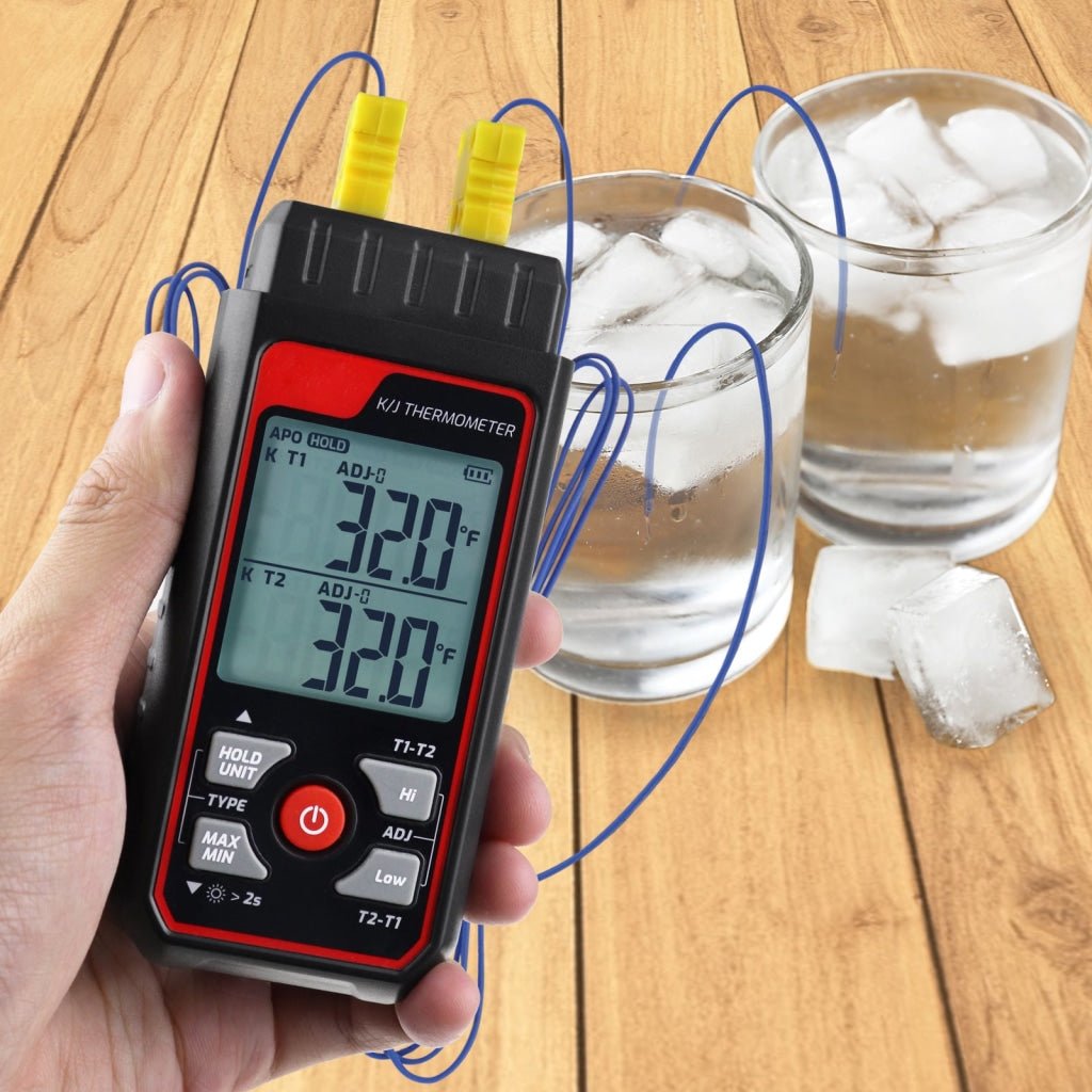 TA611B_R Dual Channel K/J Probe Thermocouple Thermometer T1 - T2 Channel Temperature Measurement - Gain Express TA611B_R Dual Channel K/J Probe Thermocouple Thermometer T1 - T2 Channel Temperature Measurement - Gain Express