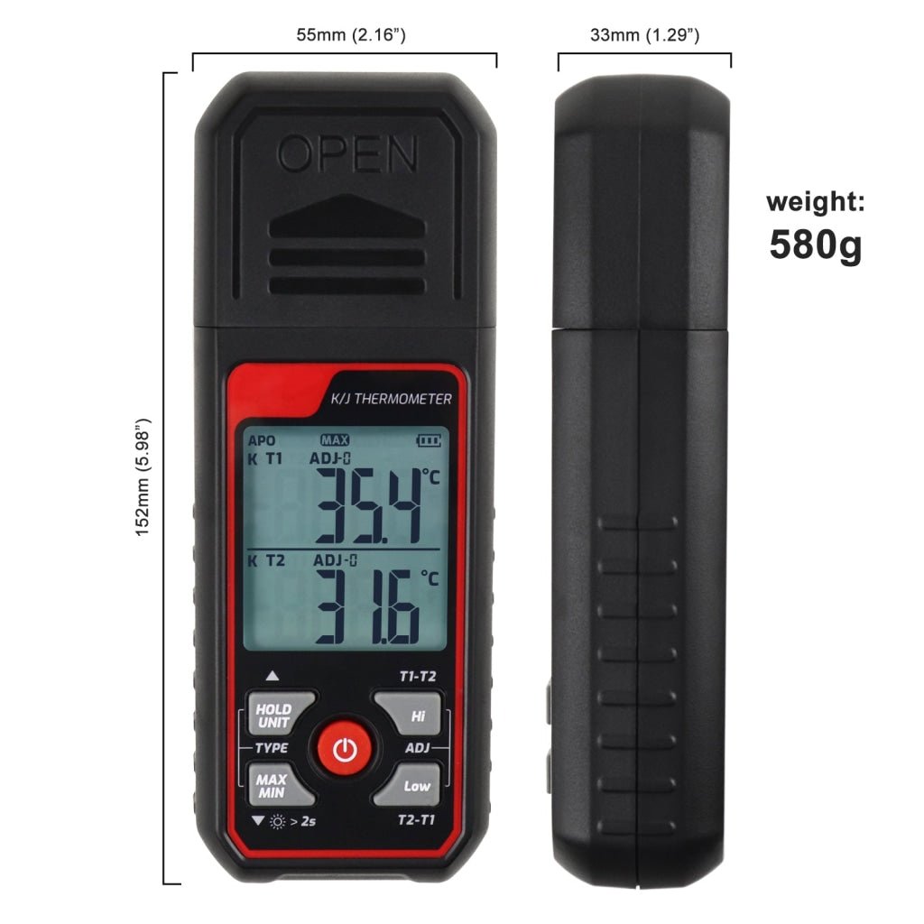 TA611B_R Dual Channel K/J Probe Thermocouple Thermometer T1 - T2 Channel Temperature Measurement - Gain Express TA611B_R Dual Channel K/J Probe Thermocouple Thermometer T1 - T2 Channel Temperature Measurement - Gain Express