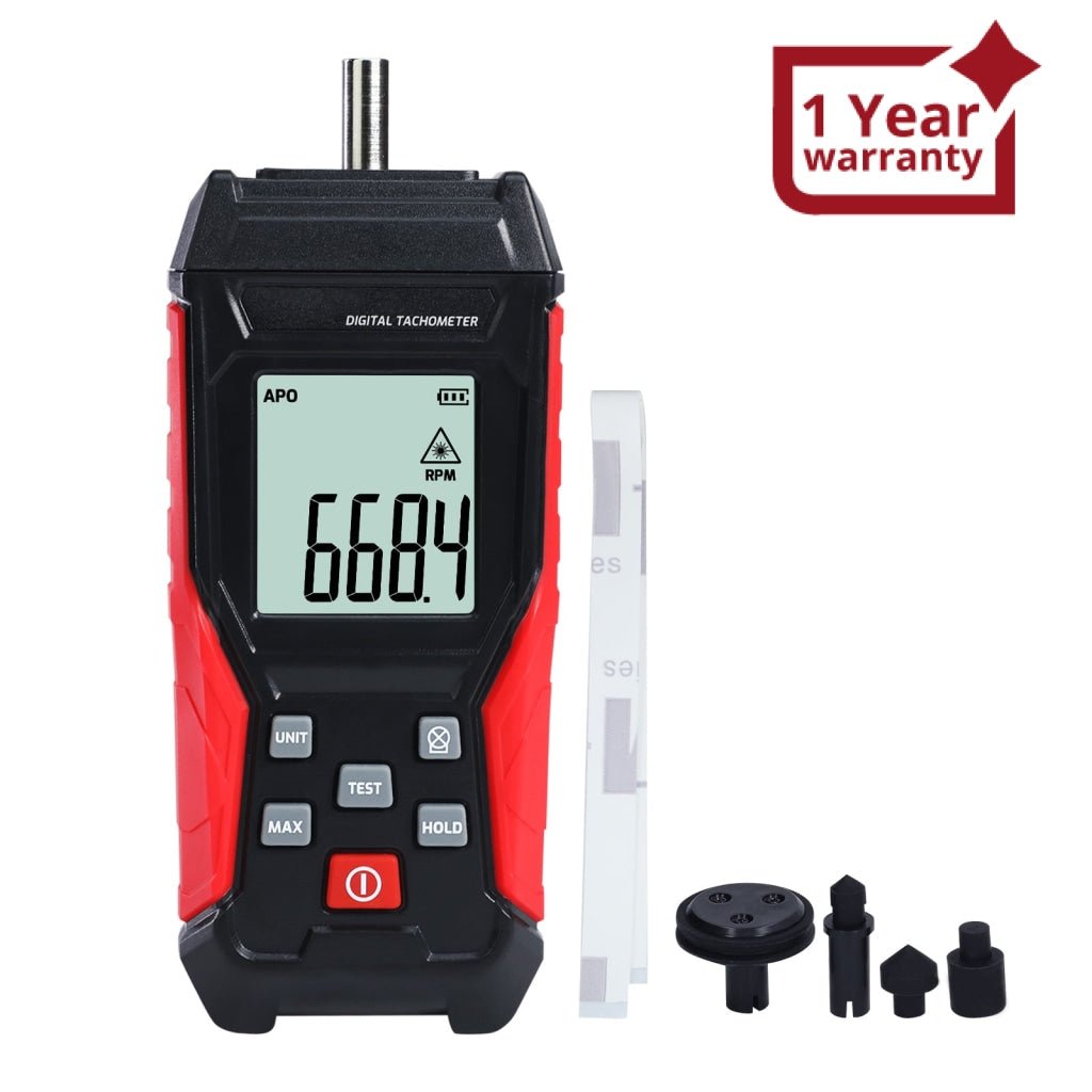 Digital Laser Tachometer - Non-Contact RPM Meter For Motors, Tools, Fans Speed Measurement