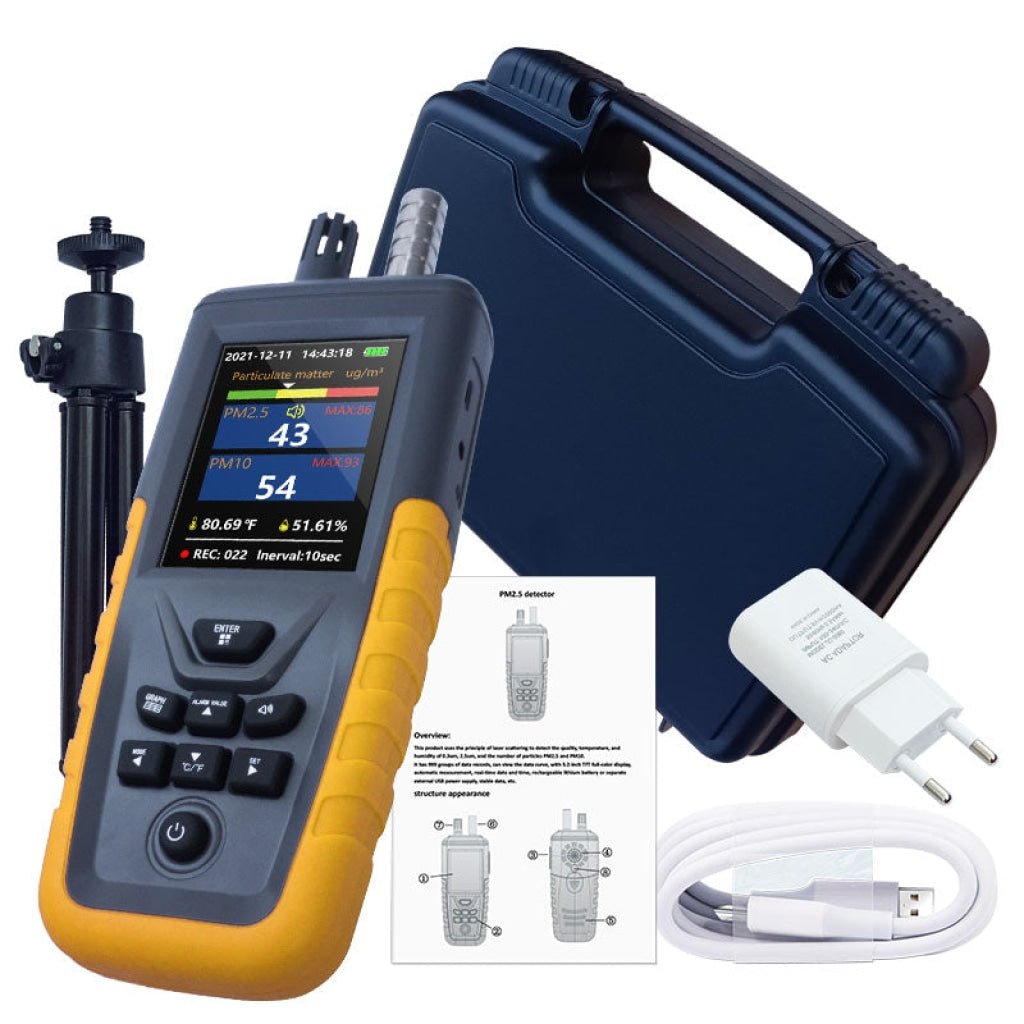 TC - 8100 Digital Handheld Dust Particle Counter PM2.5, PM10 AQI Tester Data Logging Function up to 999 Set - Gain Express