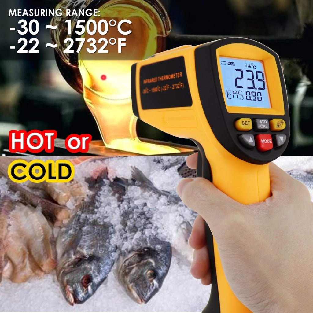 THE - 266 Lasergrip Non - Contact Digital Laser Infrared Gun Celsius and Fahrenheit High Temperature - 30℃~1500℃ ( - 22℉~2732℉) Thermometer IR Instant Read Temperature Adjustable Emissivity and 80 sets Data Storage - Gain Express THE - 266 Lasergrip Non - Contact Digital Laser Infrared Gun Celsius and Fahrenheit High Temperature - 30℃~1500℃ ( - 22℉~2732℉) Thermometer IR Instant Read Temperature Adjustable Emissivity and 80 sets Data Storage - Gain Express