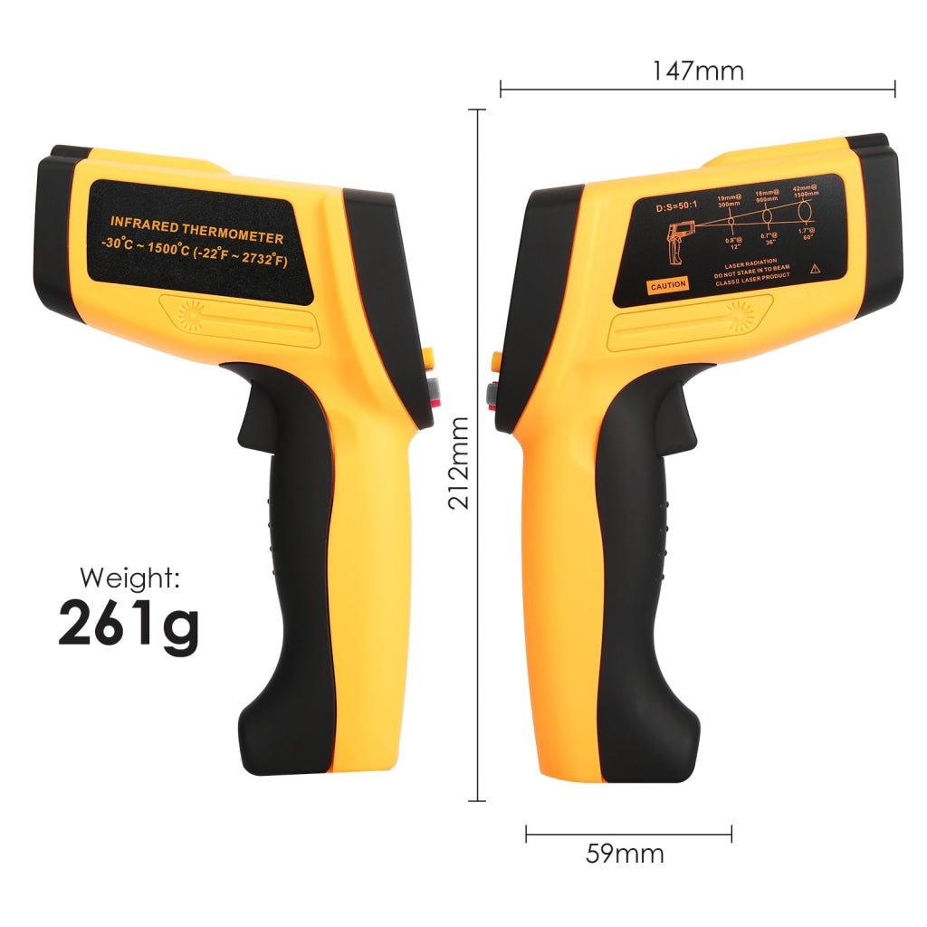 THE - 266 Lasergrip Non - Contact Digital Laser Infrared Gun Celsius and Fahrenheit High Temperature - 30℃~1500℃ ( - 22℉~2732℉) Thermometer IR Instant Read Temperature Adjustable Emissivity and 80 sets Data Storage - Gain Express THE - 266 Lasergrip Non - Contact Digital Laser Infrared Gun Celsius and Fahrenheit High Temperature - 30℃~1500℃ ( - 22℉~2732℉) Thermometer IR Instant Read Temperature Adjustable Emissivity and 80 sets Data Storage - Gain Express