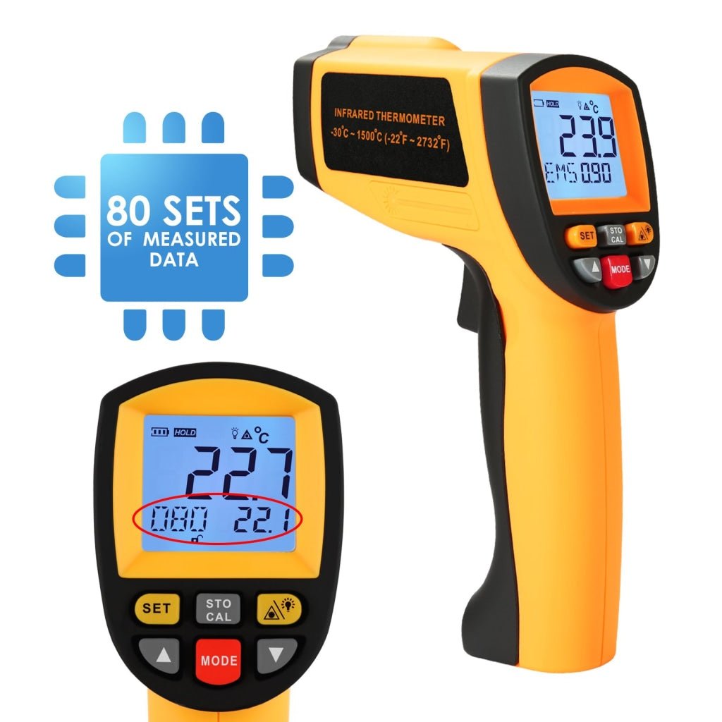 THE - 266 Lasergrip Non - Contact Digital Laser Infrared Gun Celsius and Fahrenheit High Temperature - 30℃~1500℃ ( - 22℉~2732℉) Thermometer IR Instant Read Temperature Adjustable Emissivity and 80 sets Data Storage - Gain Express THE - 266 Lasergrip Non - Contact Digital Laser Infrared Gun Celsius and Fahrenheit High Temperature - 30℃~1500℃ ( - 22℉~2732℉) Thermometer IR Instant Read Temperature Adjustable Emissivity and 80 sets Data Storage - Gain Express