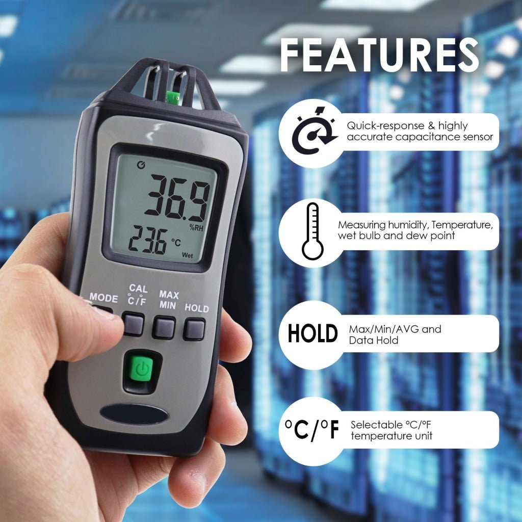 TM - 730 Digital Pocket Size Thermo - Hygrometer Temperature Meter Humidity Tester with Wet Bulb and Dew Point Measurement - Gain Express TM - 730 Digital Pocket Size Thermo - Hygrometer Temperature Meter Humidity Tester with Wet Bulb and Dew Point Measurement - Gain Express