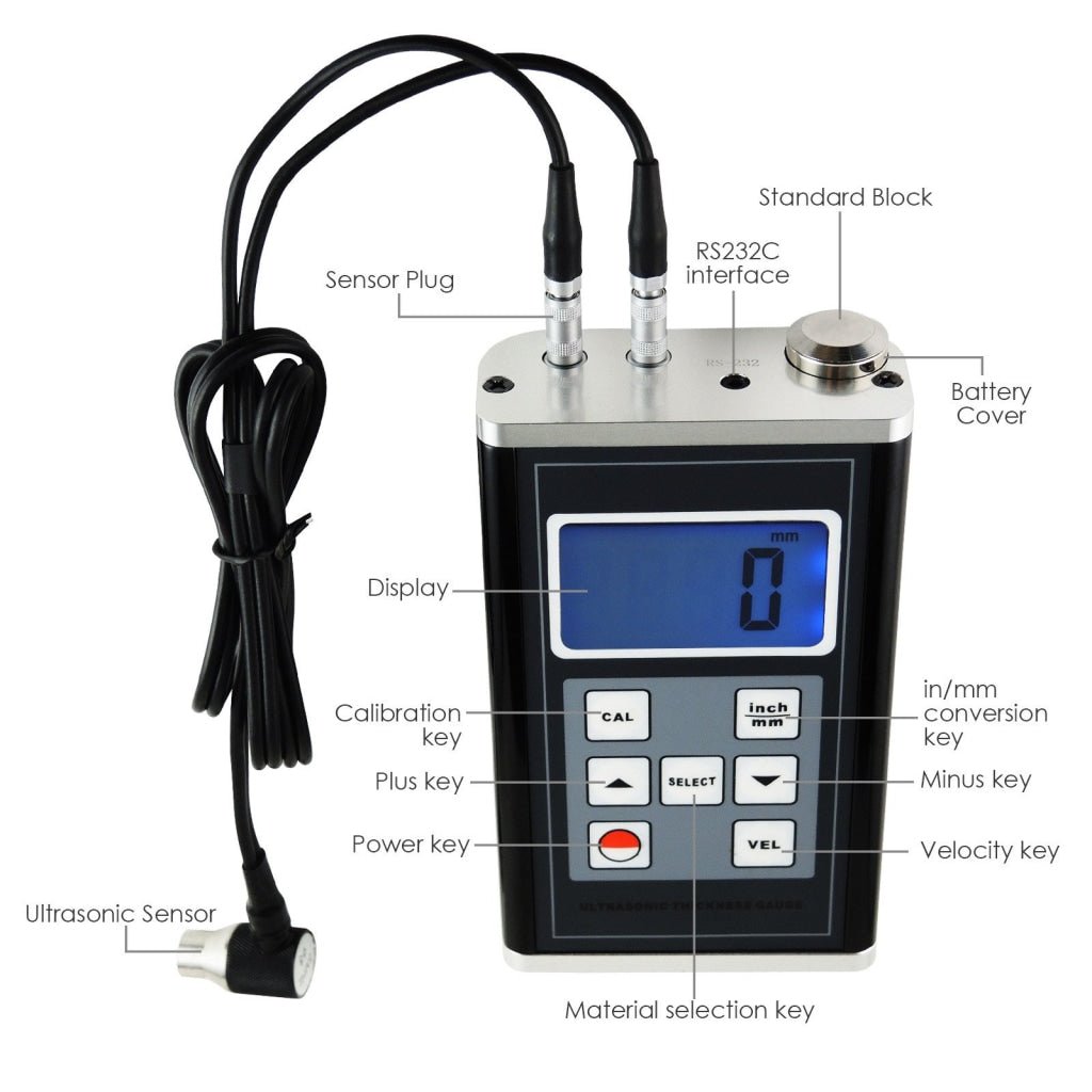TM - 8818 Ultrasonic Thickness Gauge Meter Aluminum Steel Cast Iron Pipes 0.9~400mm Range - Gain Express