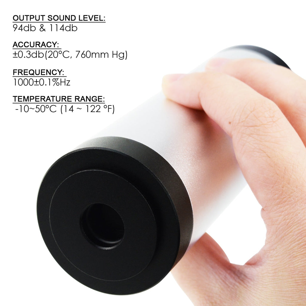ND - 9 ND - 9 Handheld Digital Sound Noise Level Tester Calibrator for Sound Level Meter 94dB & 114dB output Class I w/ Battery +/ - 0.3 db Accuracy for microphone , sound measuring system for acoustics field and laboratory use - Gain Express