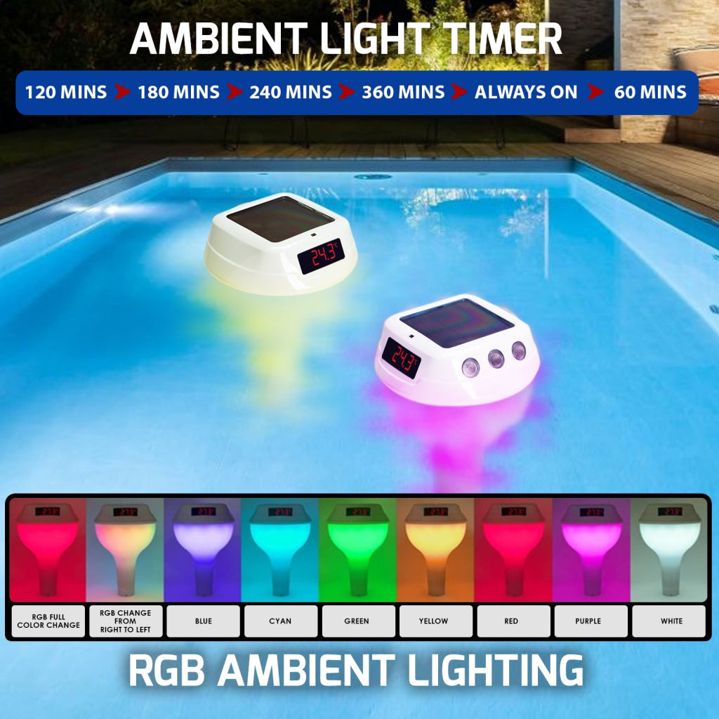 THE-517 Wireless Solar Pool Thermometer with RGB Lights IP68 Floating Temperature Gauge for Pools Hot Tubs Spa THE-517 Wireless Solar Pool Thermometer with RGB Lights IP68 Floating Temperature Gauge for Pools Hot Tubs Spa