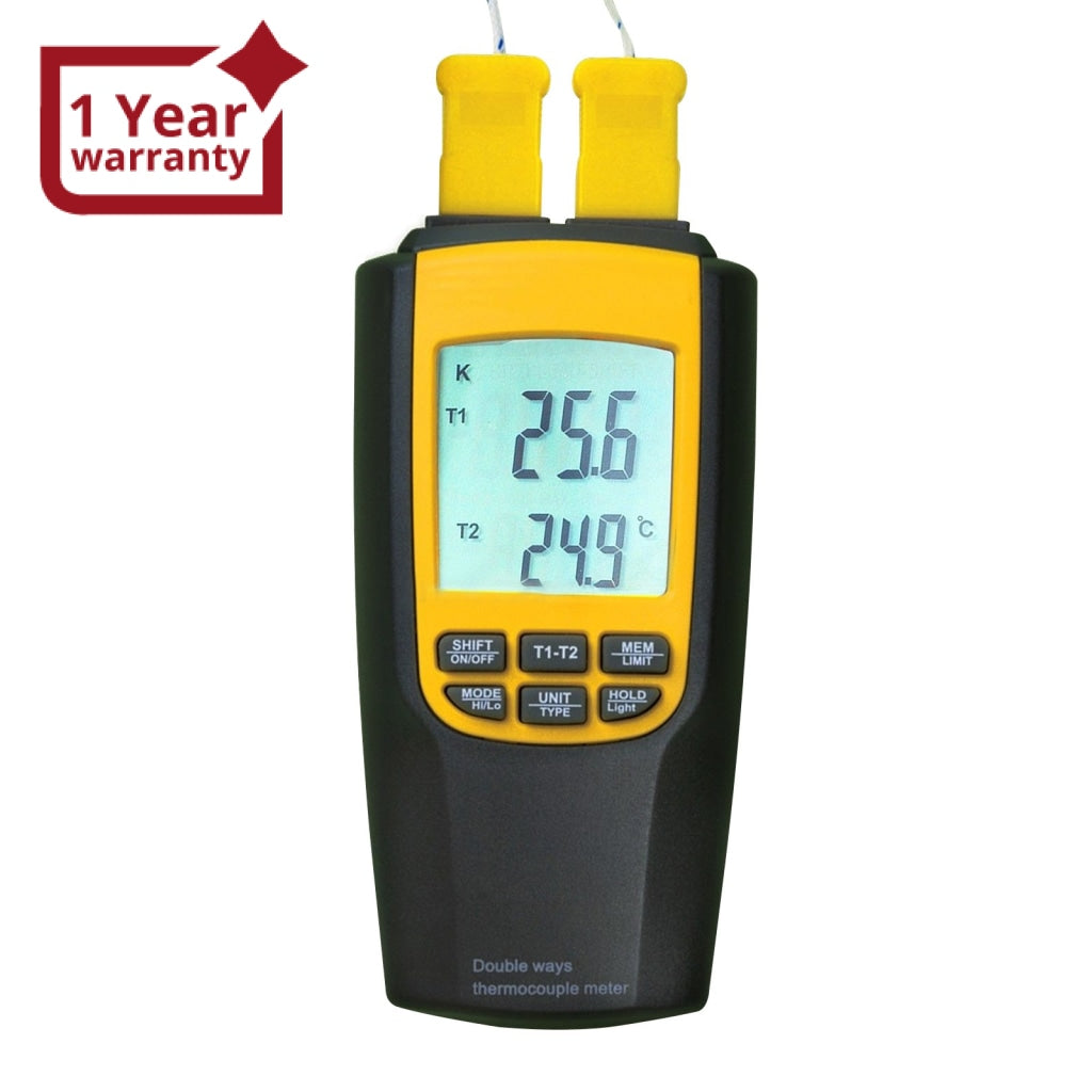 Digital Industrial K-type Thermocouple Thermometer HVAC w. 2 Wire