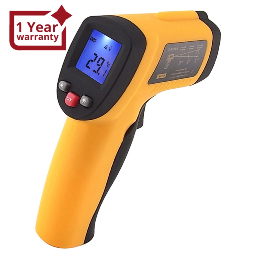Temperature Gun IR Infrared Thermometer Non-Contact Digital Instant Read  Tool Handheld with Laser Sight Accurate LCD Display 9v Battery Yellow/Black  