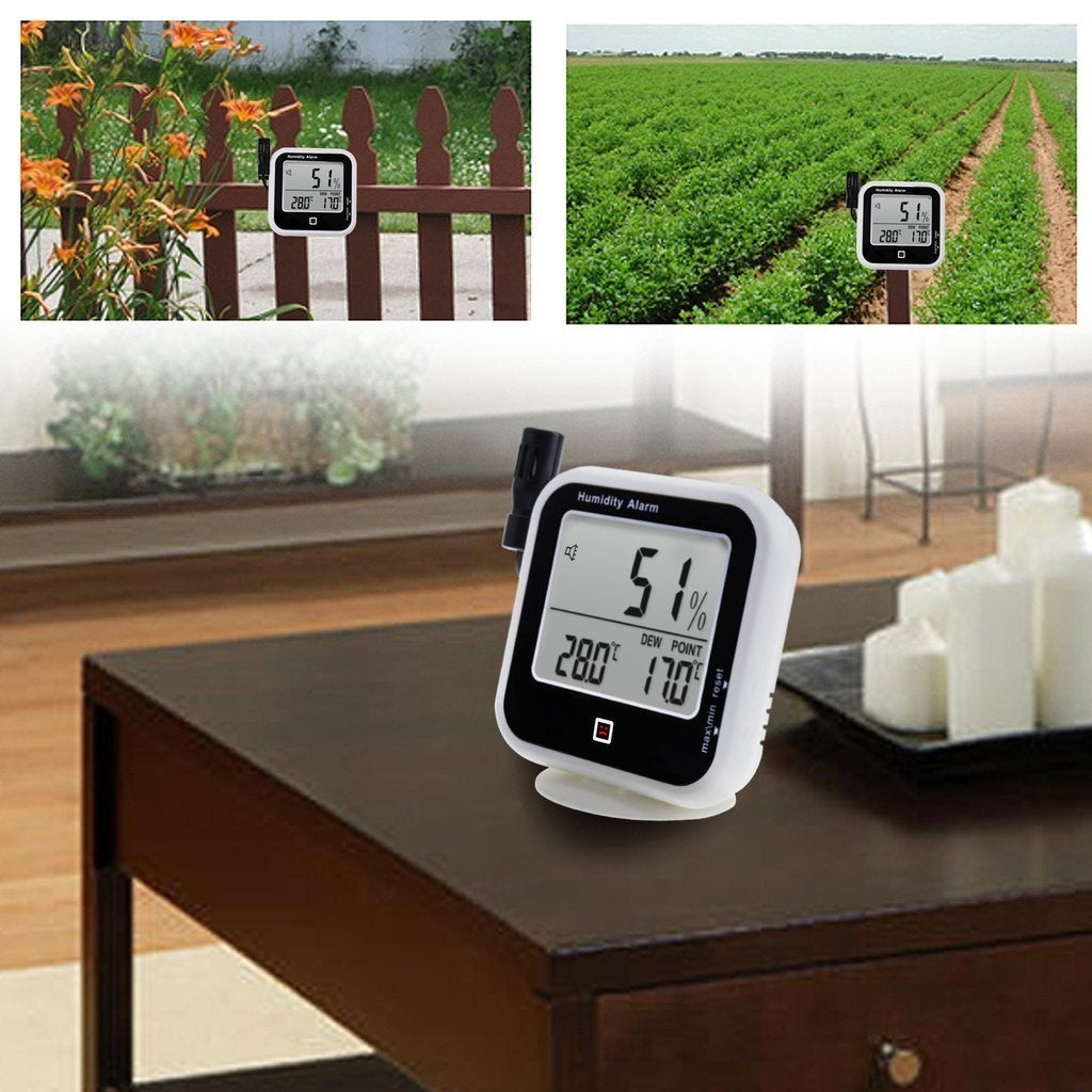 Indoor Outdoor Thermometer with Audible Alarm Temperature Gauge