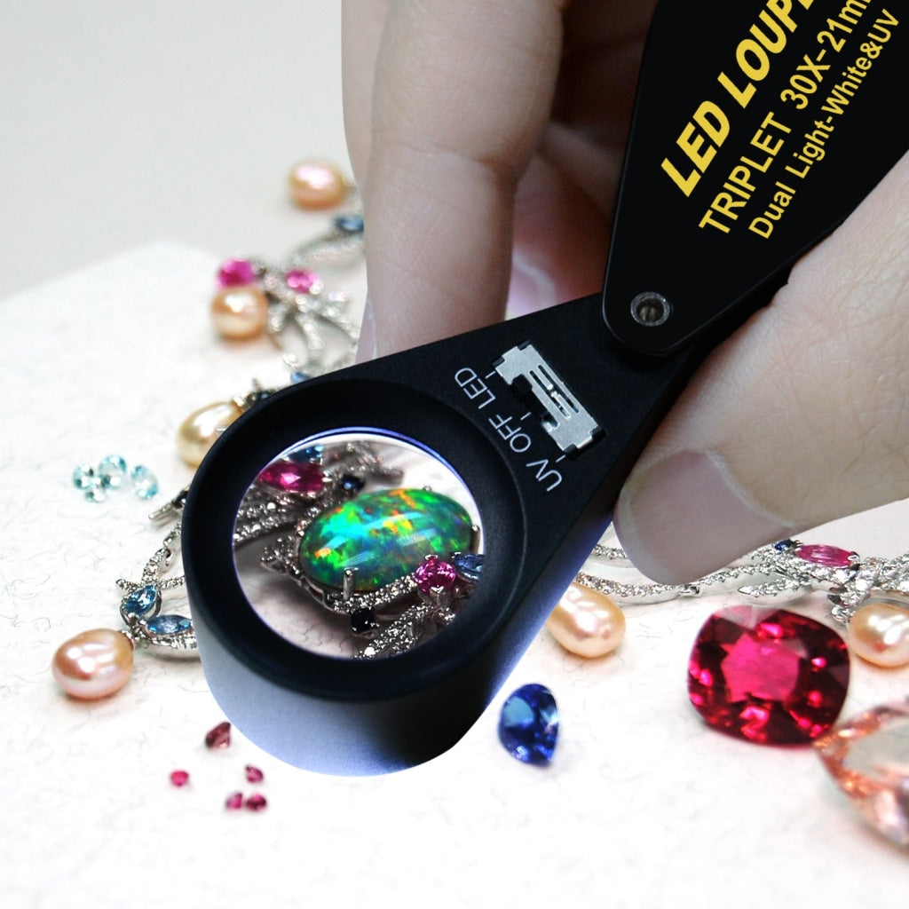 Luxury 30X Magnifying Glass with LED/UV Light Diamond Jeweler