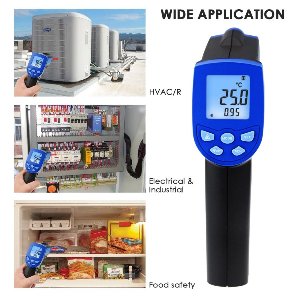 Non Contact Infrared 12:1 Thermometer Laser -30~550°C/-22~1022°F – Gain  Express