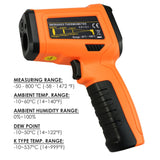 The-223 Non-Contact Infrared Ir Laser Thermometer Temperature Gun W/ K-Type Thermocouple & Humidity