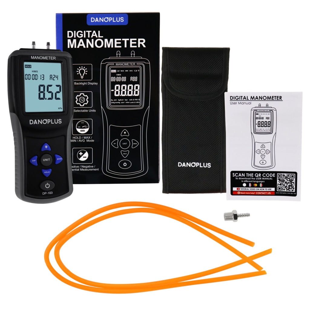 MAN-334 Digital Manometer Portable Air Vacuum / Gas Pressure Gauge