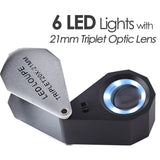 Gm20 20X Magnification 21Mm L Lens Jeweler Loupe Magnifier + 6 Led Light Jeweller Loupes