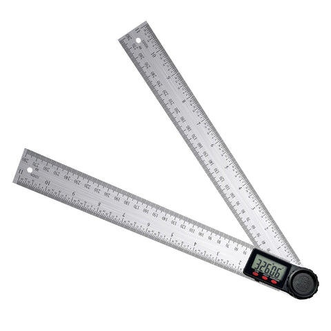 AGF-323 Digital Angle Finder Ruler Zeroing and Locking Function Precision Tool 11-Inch / 300mm Stainless Steel 2-in-1 Angle Measuring Protractor